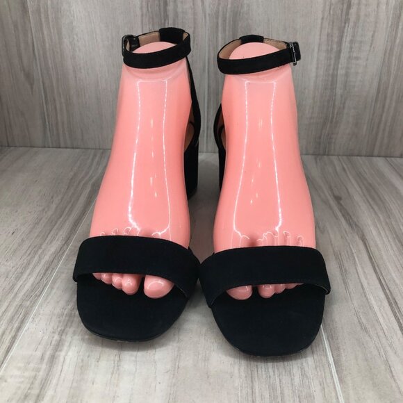 Antonio Melani Sandals Womens 8.5M Odella Black Suede Buckle Ankle Strap Heeled - Picture 5 of 13